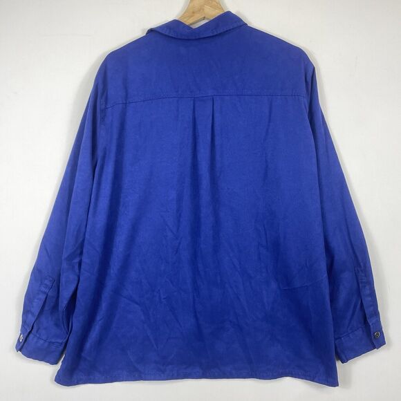 Chico's Indigo‎ Suede Feel Long Sleeve Button Front Blouse Shirt Womens 3 XL 16 - Picture 5 of 7